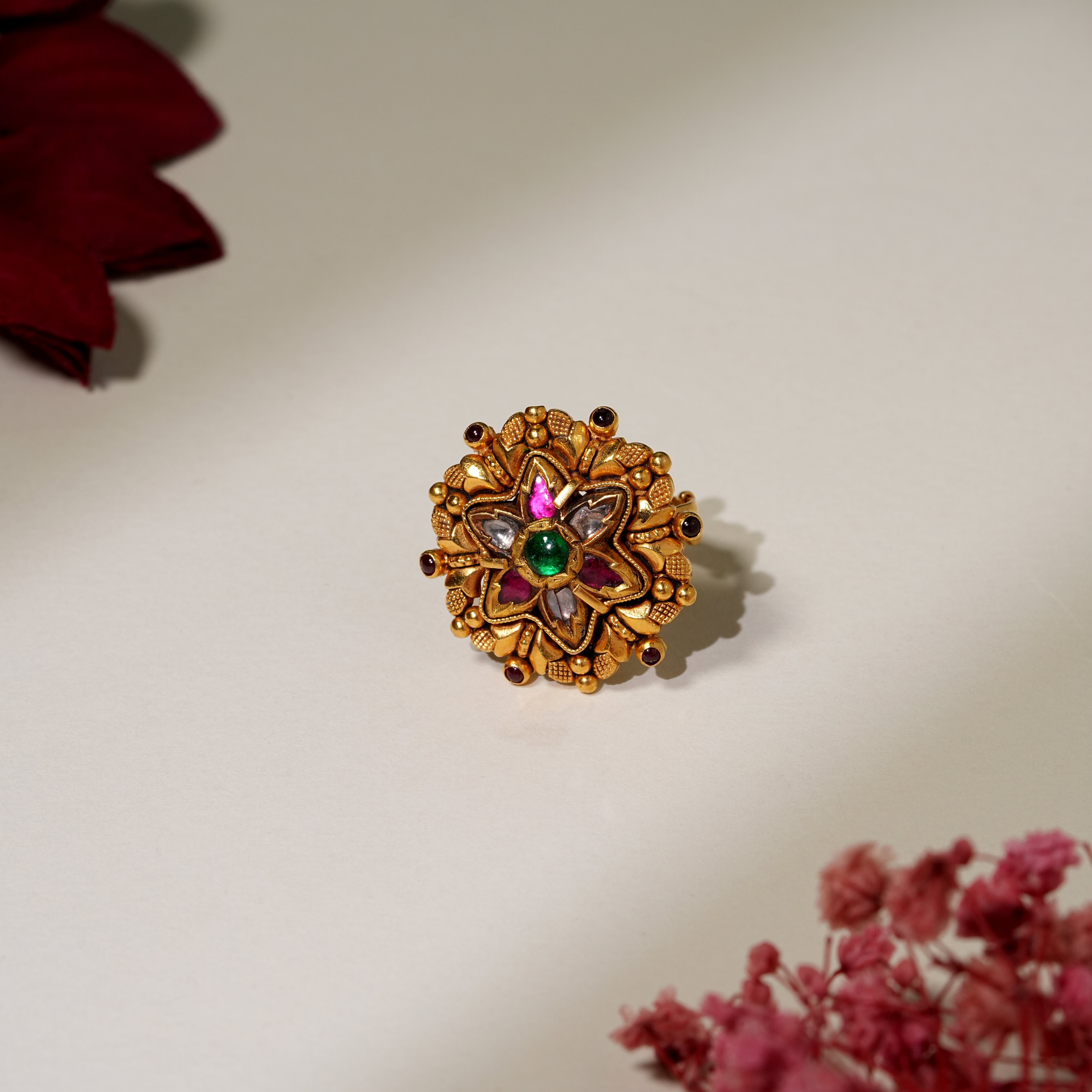 22KT Gold Nakshi Star Bridal Wear Ring for Women