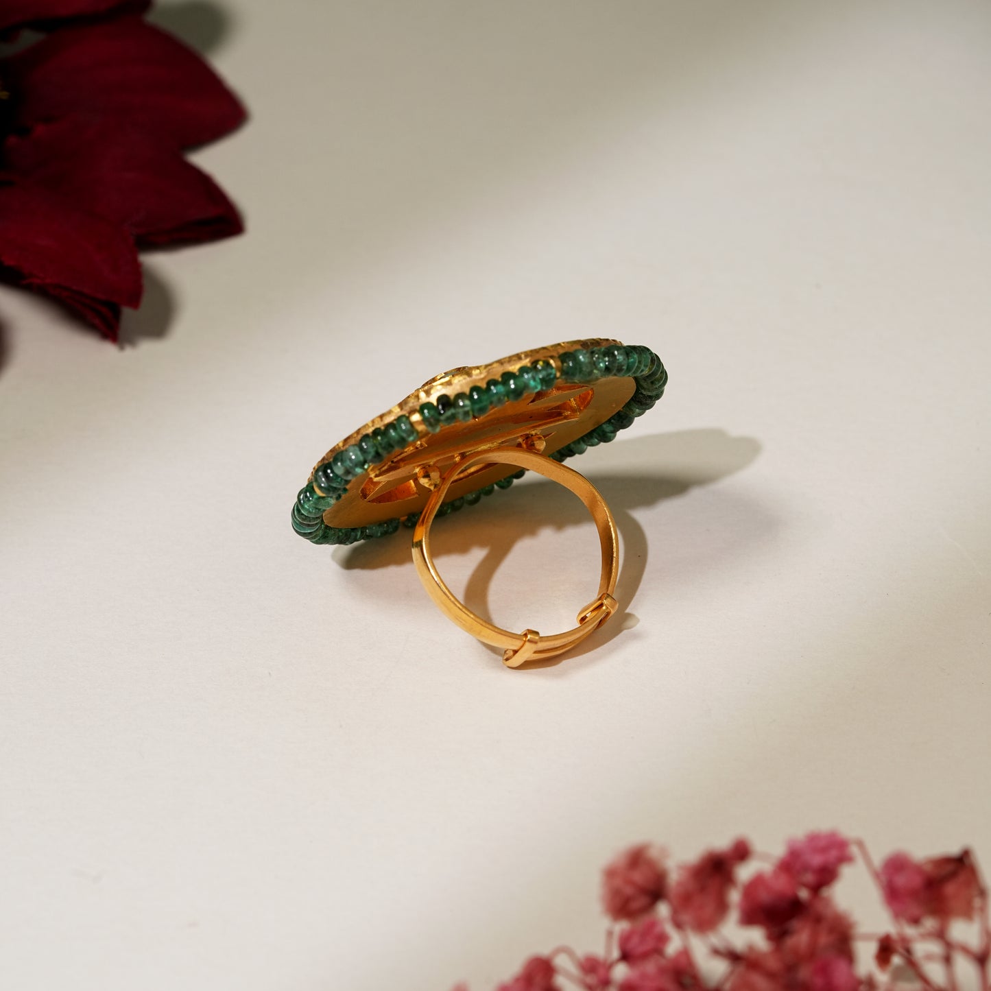 22KT Gold Heritage Polki Floral Ring for Women – Bridal Wear