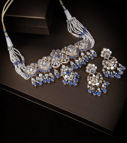 18KT Gold Uncut Diamond Jadau Necklace Set
