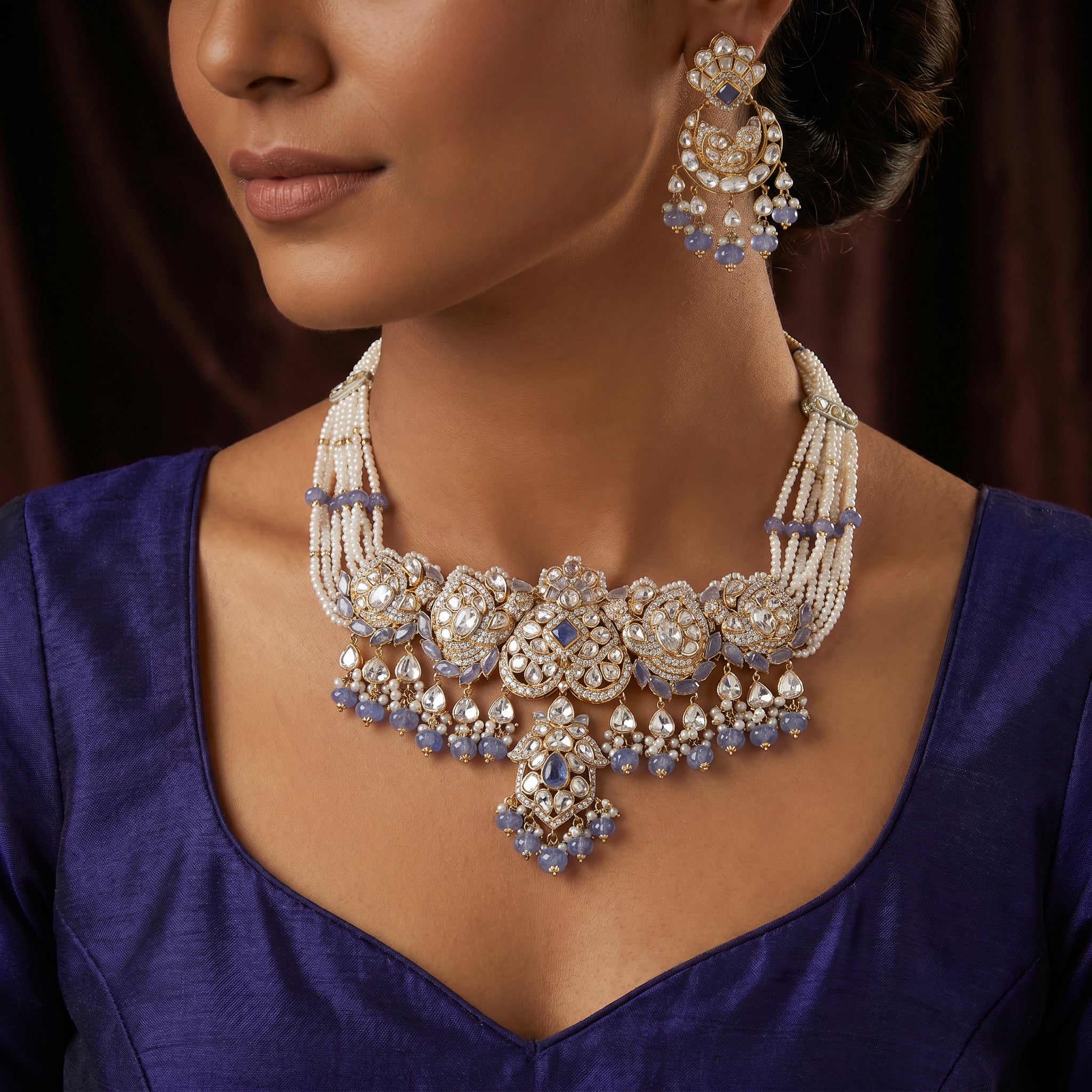 18KT Gold Uncut Diamond Jadau Necklace Set