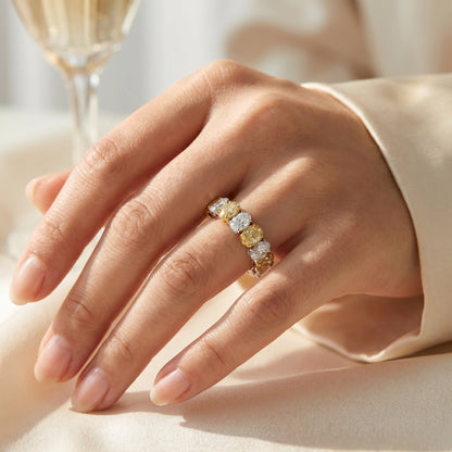 18KT Dual Tone Diamond Half Eternity Ring for Women