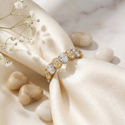 18KT Dual Tone Diamond Half Eternity Ring for Women
