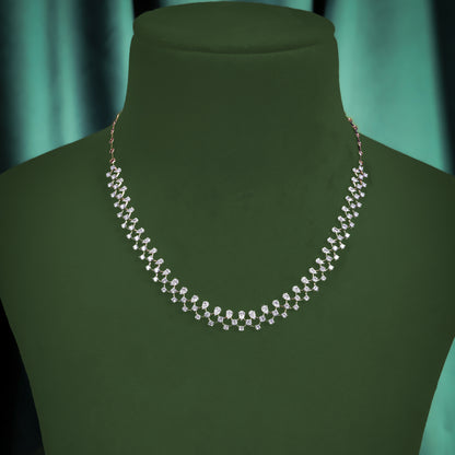 18KT Gold Diamond Necklace with Pear & Round Diamonds