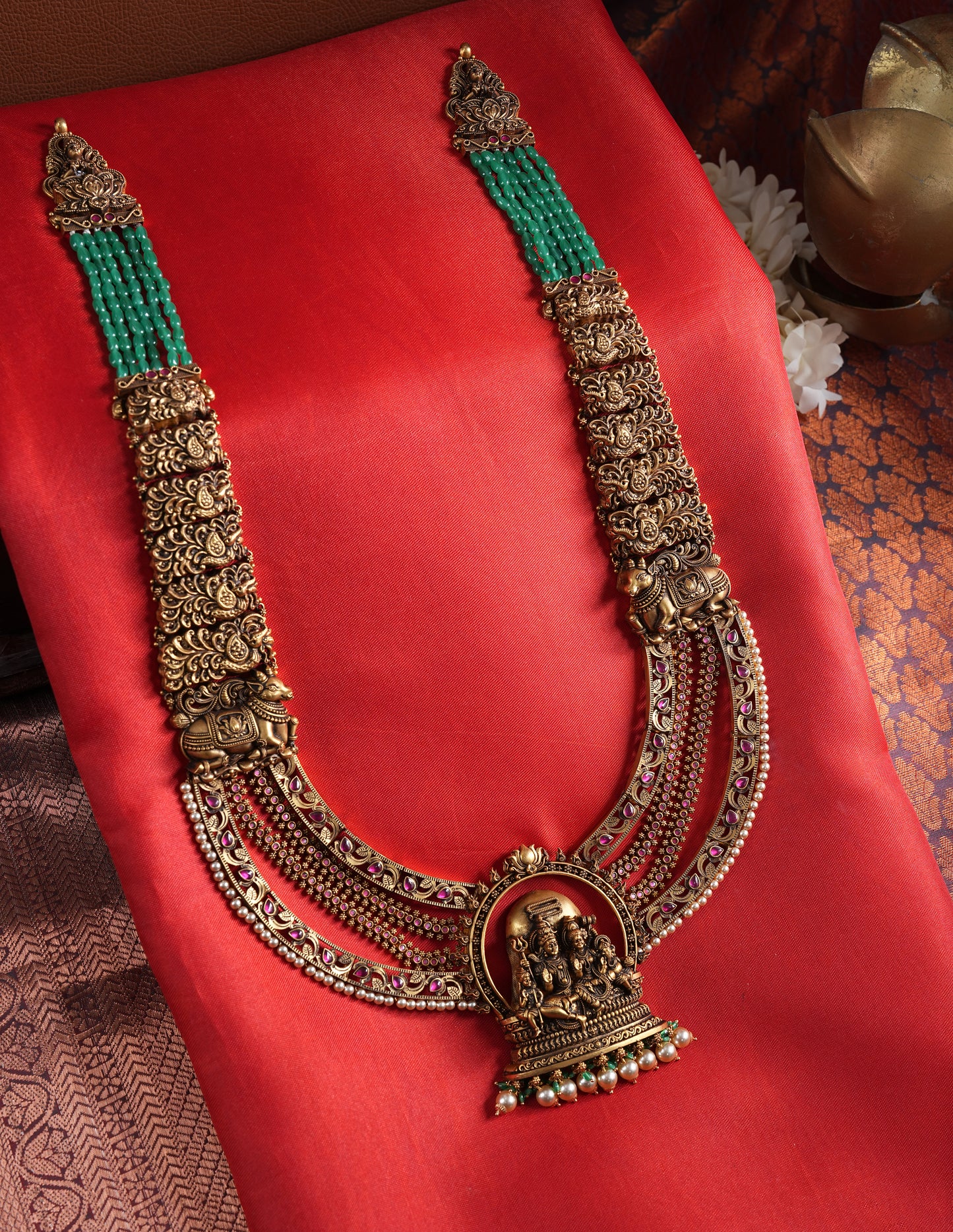 22KT Gold Deep Nakshi Shiva Parvati Temple Haram